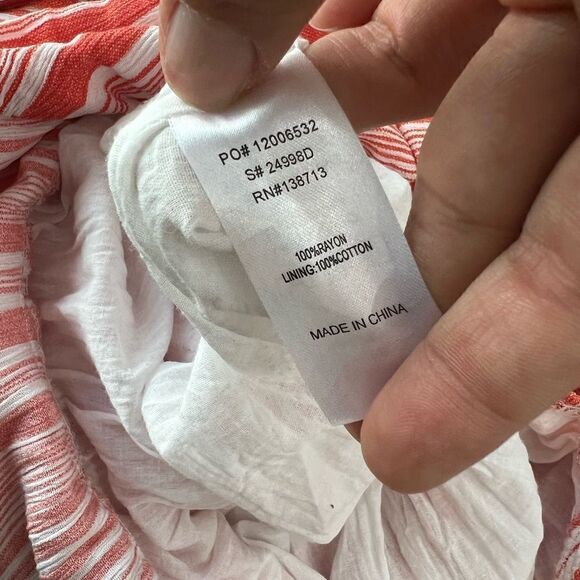 DOE & RAE White And Red Stripe Maxi Dress. Size Medium - Picture 7 of 7